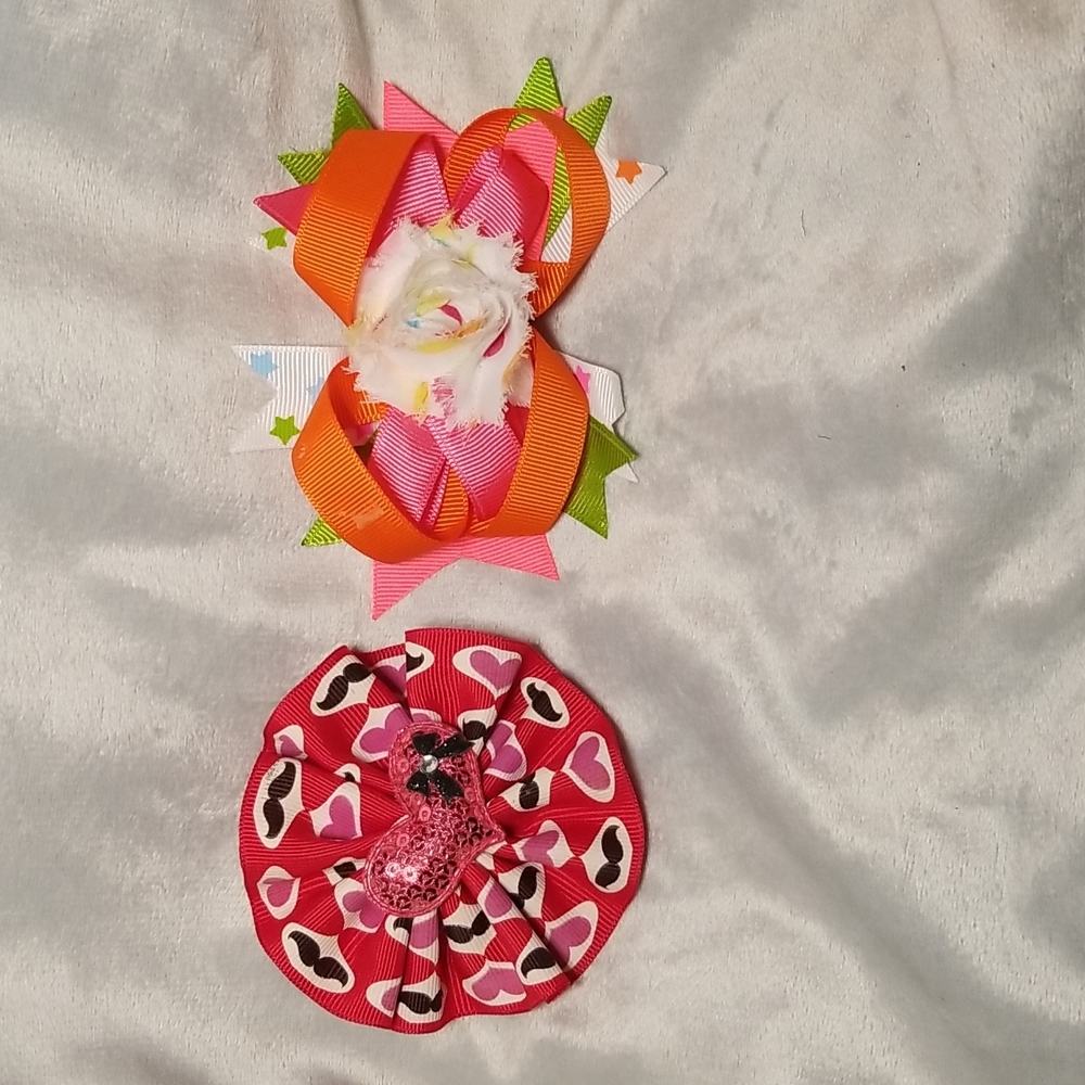 2 Handmade Bows/Hairclips